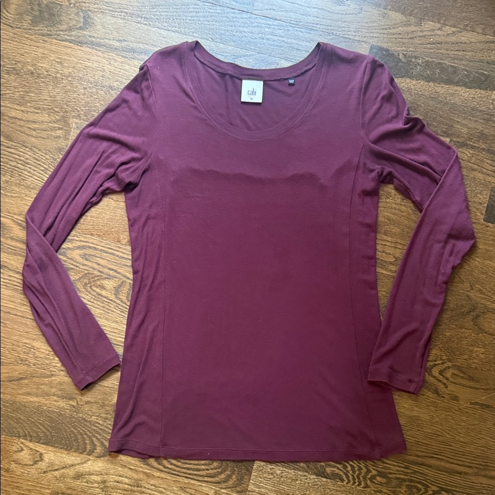 CAbi #3409 Chelsea Long Sleeve Tee In Vino Purple
